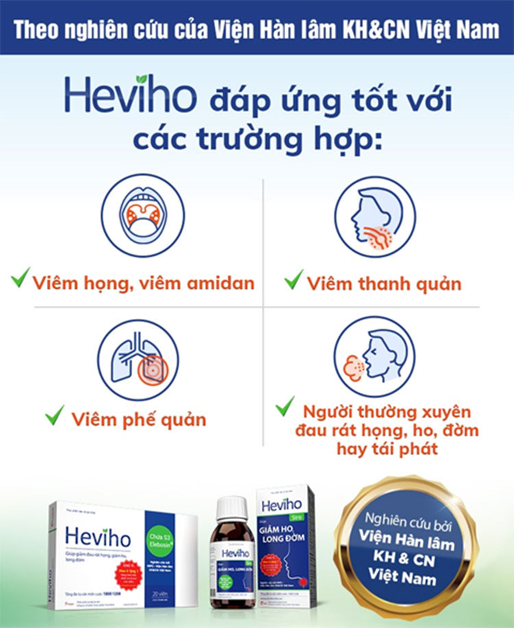 Heviho – giải pháp giảm đau rát họng, giảm ho, long đờm, hụt hơi chứa chất kháng viêm được cấp bằng độc  2